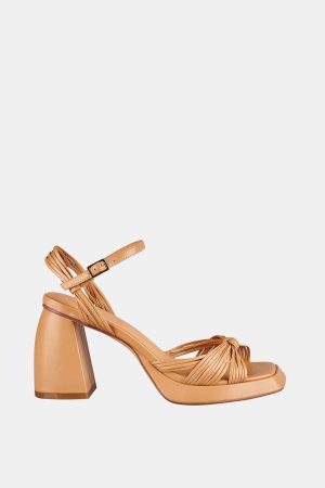 Evita Platform Heel Tan
