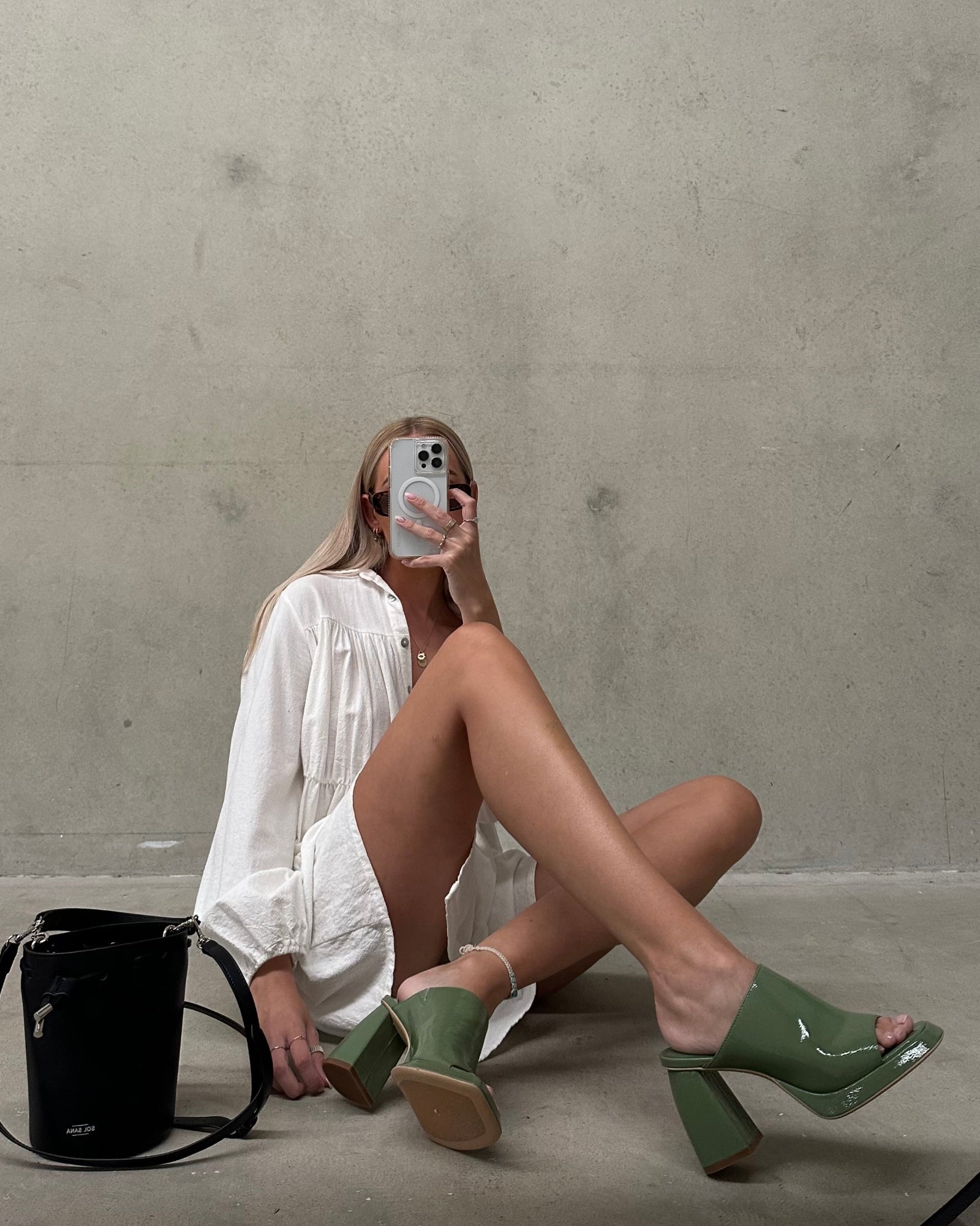 Eva Mule Patent Olive - Image 2