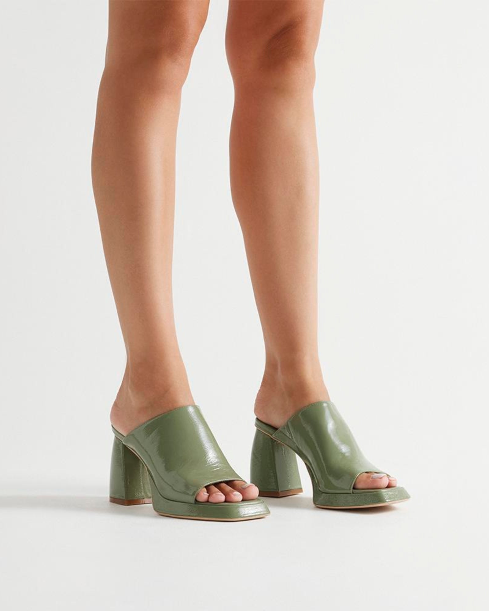 Eva Mule Patent Olive - Image 3